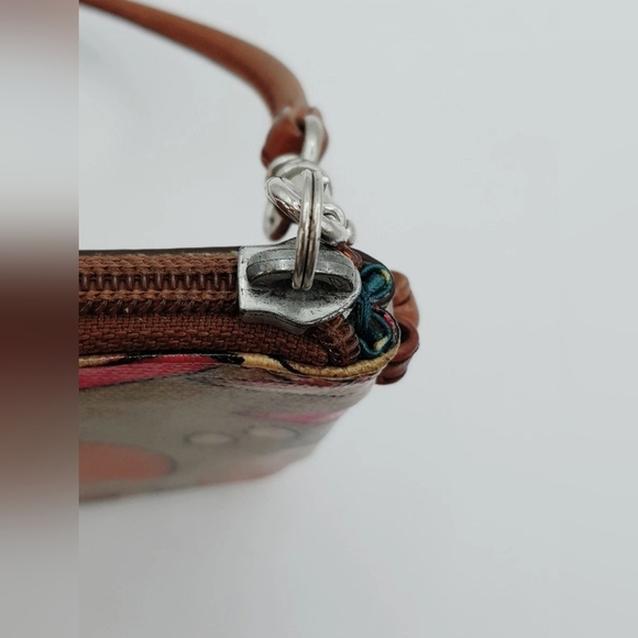 Fossil Key-Per Coated Canvas Orange Fruit Floral Motif Wallet Clutch Wristlet - Picture 6 of 7